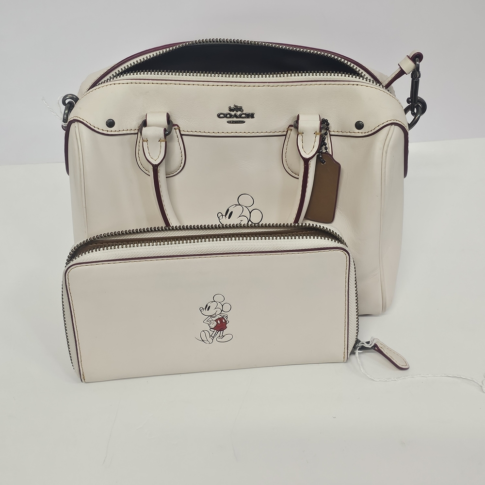 Coach Mickey Mouse Cream Satchel and Wallet Set